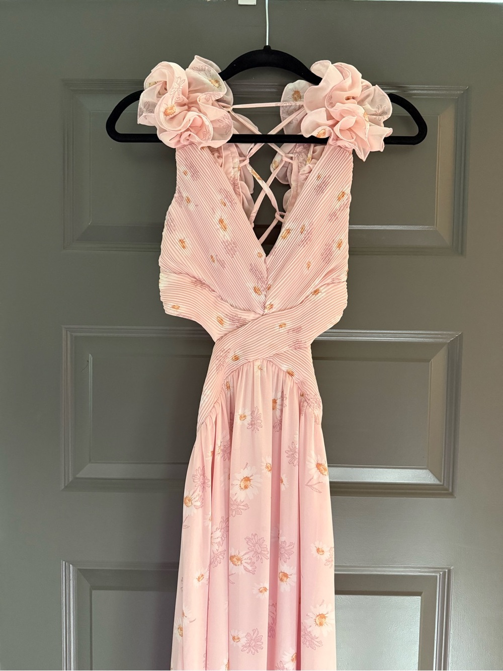 Fate Blush Pink Floral Ruffle Strap Maxi Dress, MacDougal vibes! Size small